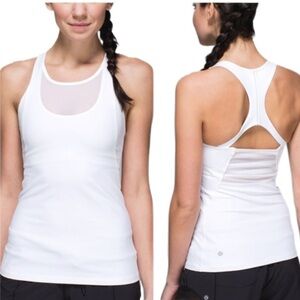 Lululemon Athletica White Racerback Tank With Mesh Size S